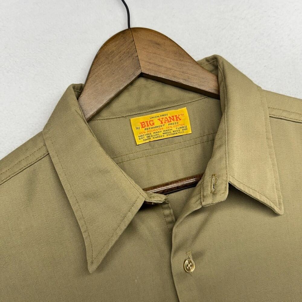 Vintage Big yank Work Shirt Men's Large 21x30 Brown Union Made Permanent Press